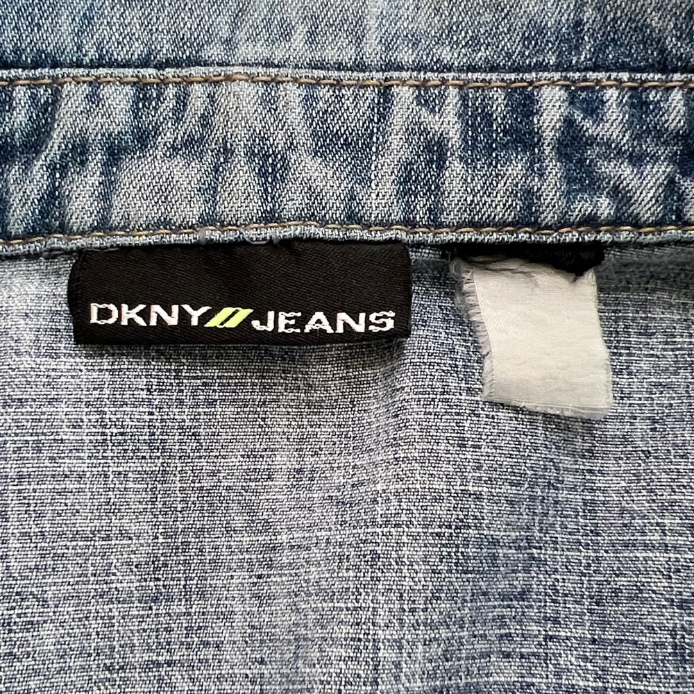 DKNY Jeans Vintage Y2K Denim Jacket Fitted Peplum Blue Denim - Picture 6 of 8